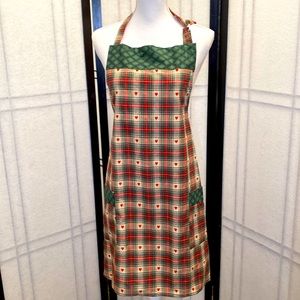 Red Hearts Tartan Plaid Christmas Holiday Handmade Kitchen Baking Apron